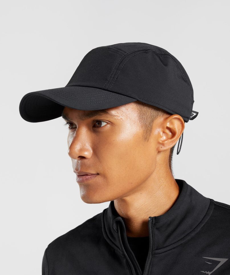 Gymshark Logo 5 Panel Caps Black | NZ 8IFPEH